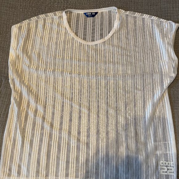 White striped mesh cropped t-shirt - Picture 1 of 4
